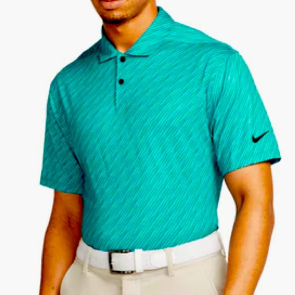 Men’s Nike DriFit Performance polo size Med Viper Stripe